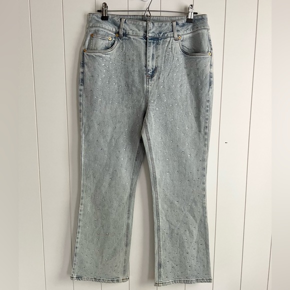Generation Love Janet Crystal Denim Jeans  pants Women size 31 Light Blue NWT - Picture 2 of 11